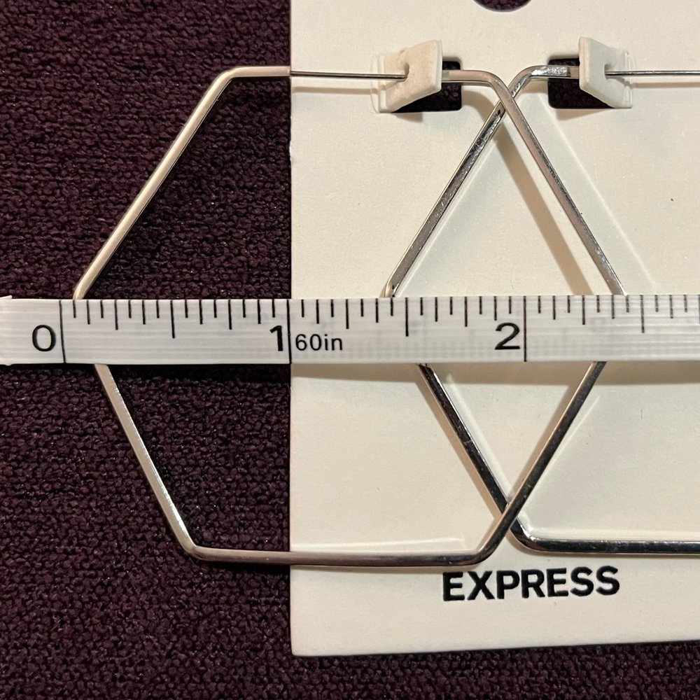 Express Silver Hexagon Hoop Earrings - New With Tags - Picture 5 of 5